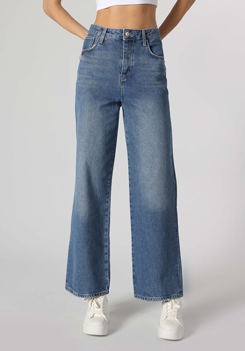 Regular Fit   Kadın Gri Jean Pantolon