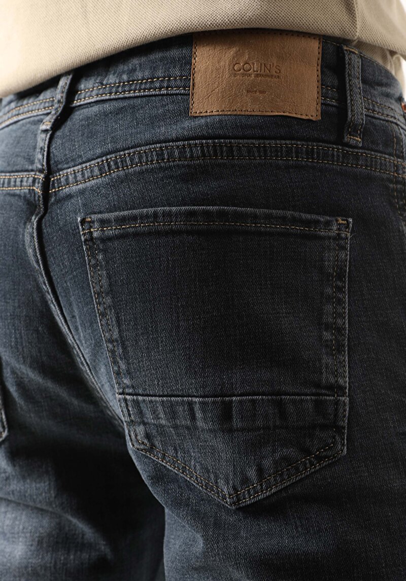 Slim Fit Düşük Bel Dar Paça Erkek İndigo Jean Pantolon