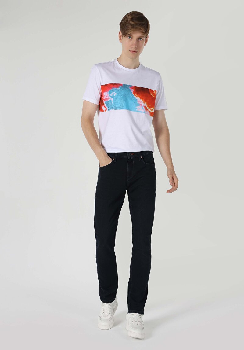 Straight Fit Düşük Bel Düz Paça Erkek İndigo Jean Pantolon