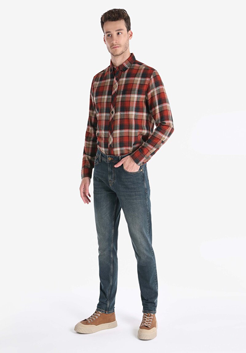 067 Jack Regular Fit Orta Bel Daralan Paça Erkek Kahverengi Jean Pantolon Cl1062420
