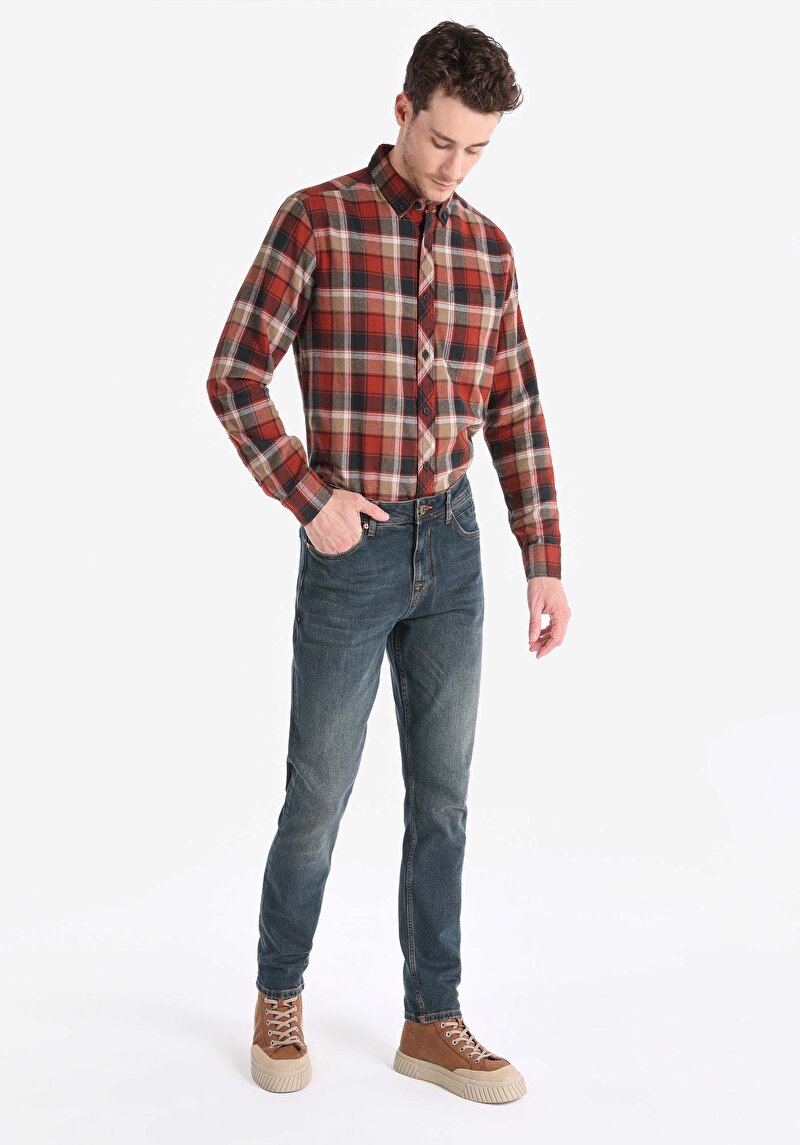 067 Jack Regular Fit Orta Bel Daralan Paça Erkek Kahverengi Jean Pantolon Cl1062420