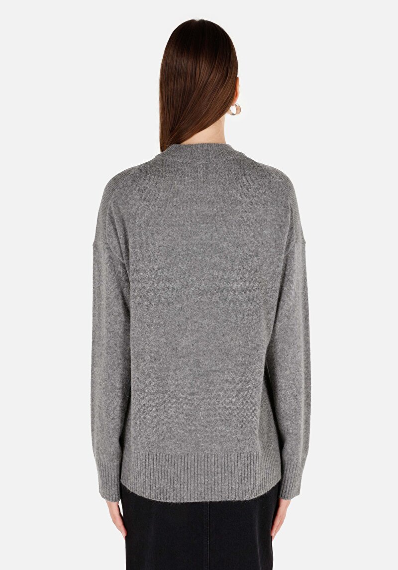 Regular Fit Yuvarlak Yaka Kadın Gri Kazak