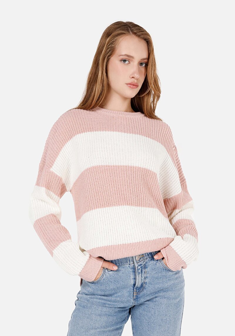 Regular Fit Yuvarlak Yaka Kadın Pembe Kazak