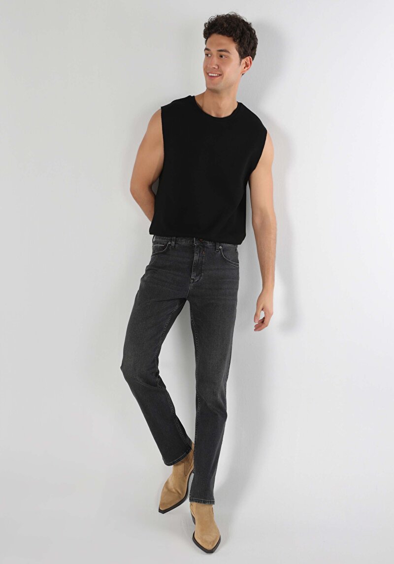 045 Davıd Regular Fit Orta Bel Düz Paça Erkek Siyah Jean Pantolon Cl1063536