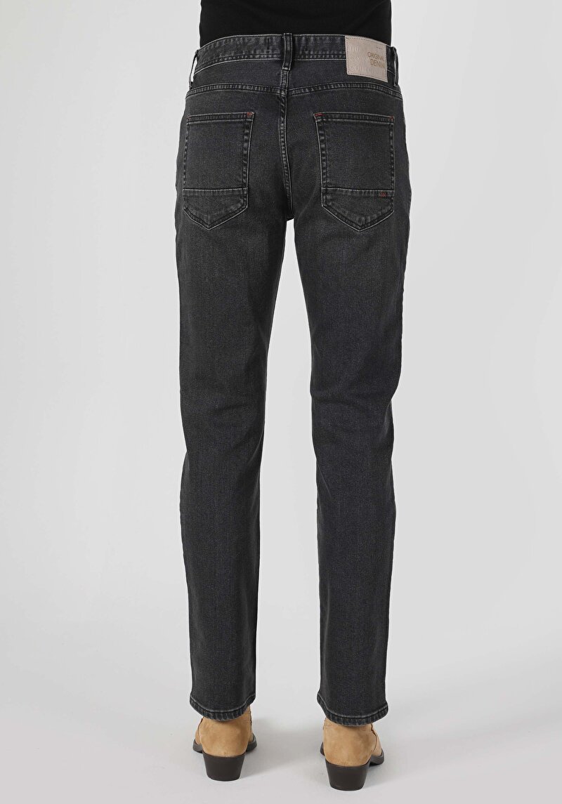 045 Davıd Regular Fit Orta Bel Düz Paça Erkek Siyah Jean Pantolon Cl1063536