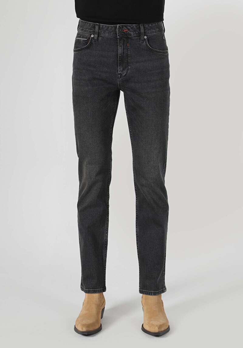045 Davıd Regular Fit Orta Bel Düz Paça Erkek Siyah Jean Pantolon Cl1063536