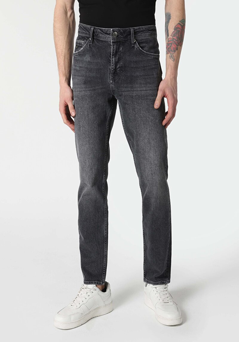 067 Jack Regular Fit Orta Bel Daralan Paça Erkek Siyah Jean Pantolon Cl1063566