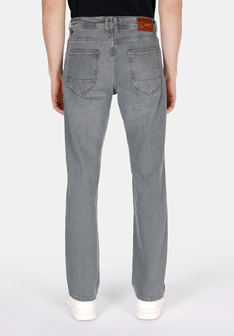 Regular Fit Orta Bel Düz Paça Cepli Erkek Over Dyed Denim Jean Pantolon
