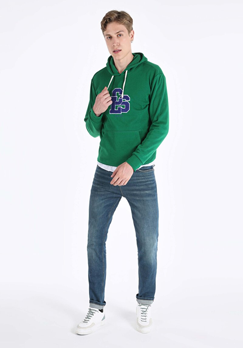 Regular Fit Erkek Yeşil Sweatshirt