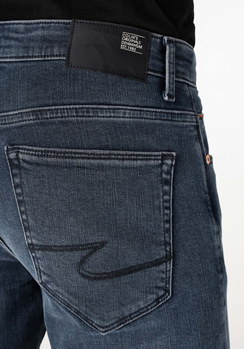 Slim Fit Düşük Bel Dar Paça Erkek Koyu İndigo Jean Pantolon