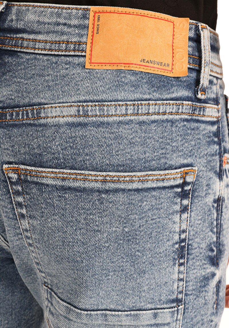 Straight Fit Düşük Bel Düz Paça Erkek Koyu İndigo Jean Pantolon
