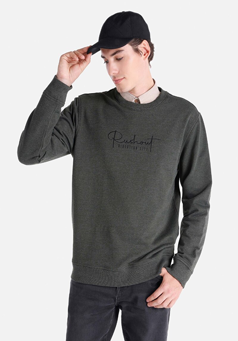 Regular Fit Erkek Yeşil Sweatshirt