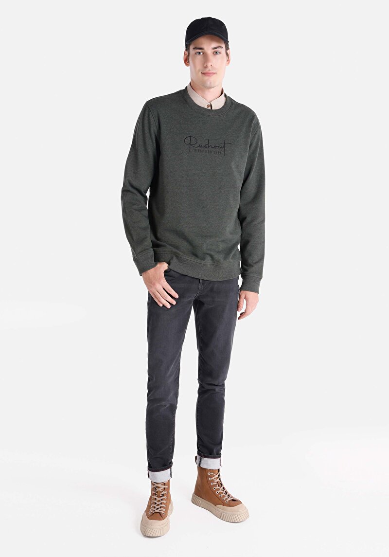 Regular Fit Erkek Yeşil Sweatshirt