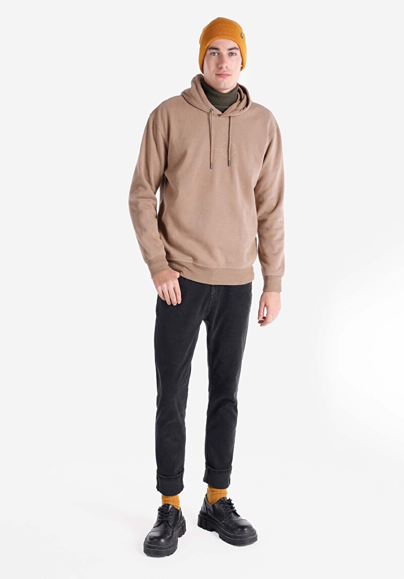 Comfort Fit Erkek Bej Sweatshirt