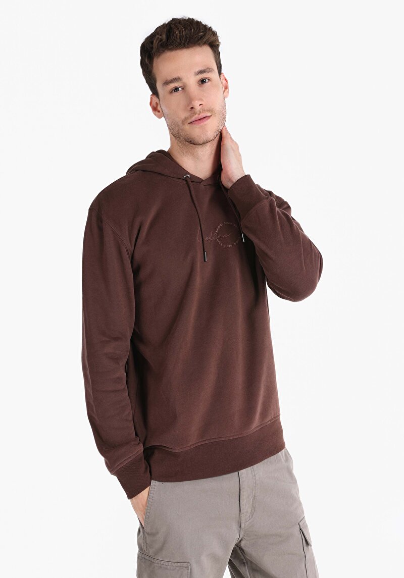 Comfort Fit Erkek Kahverengi Sweatshirt