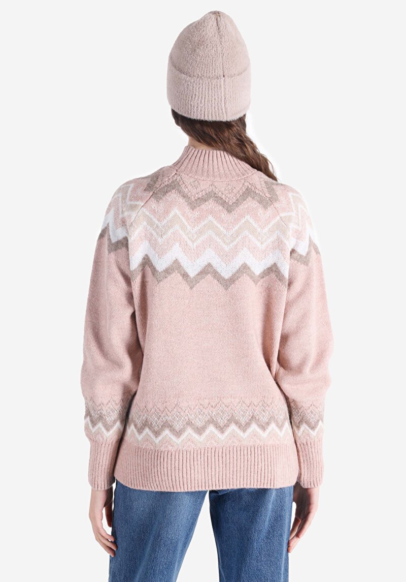 Regular Fit Yarım Balıkçı Yaka Düz Kadın Çok Renkli Kazak