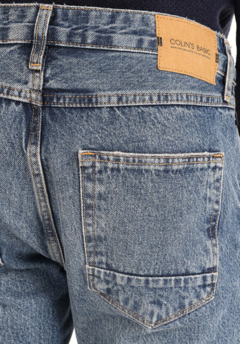 Straight Fit Düşük Bel Düz Paça Erkek İndigo Jean Pantolon