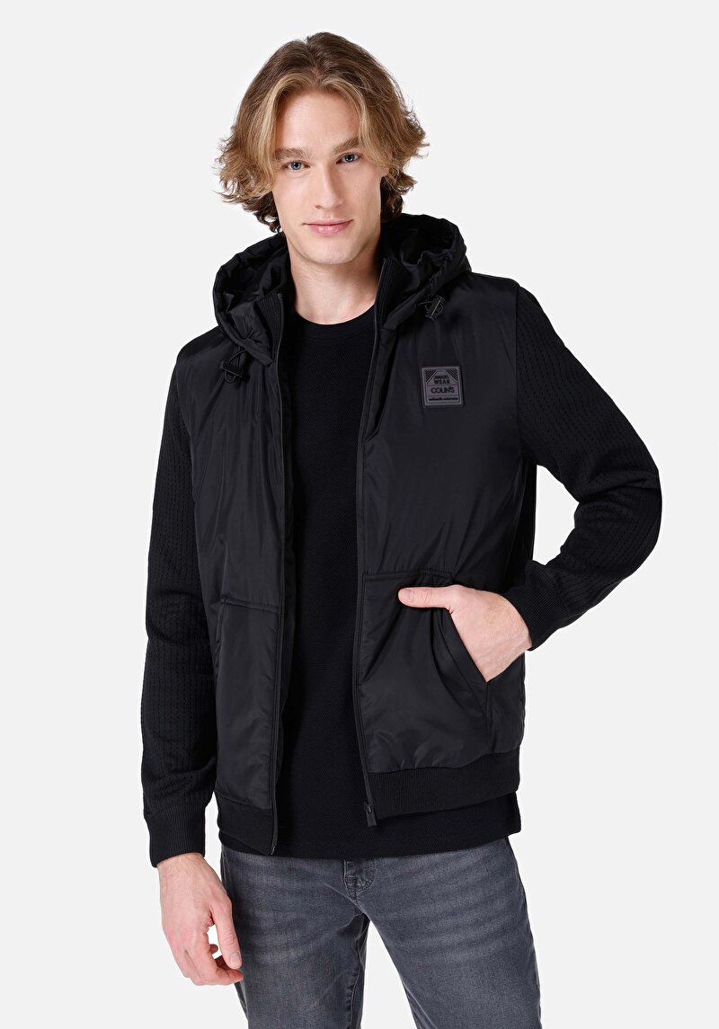 Slim Fit Erkek Siyah Mont