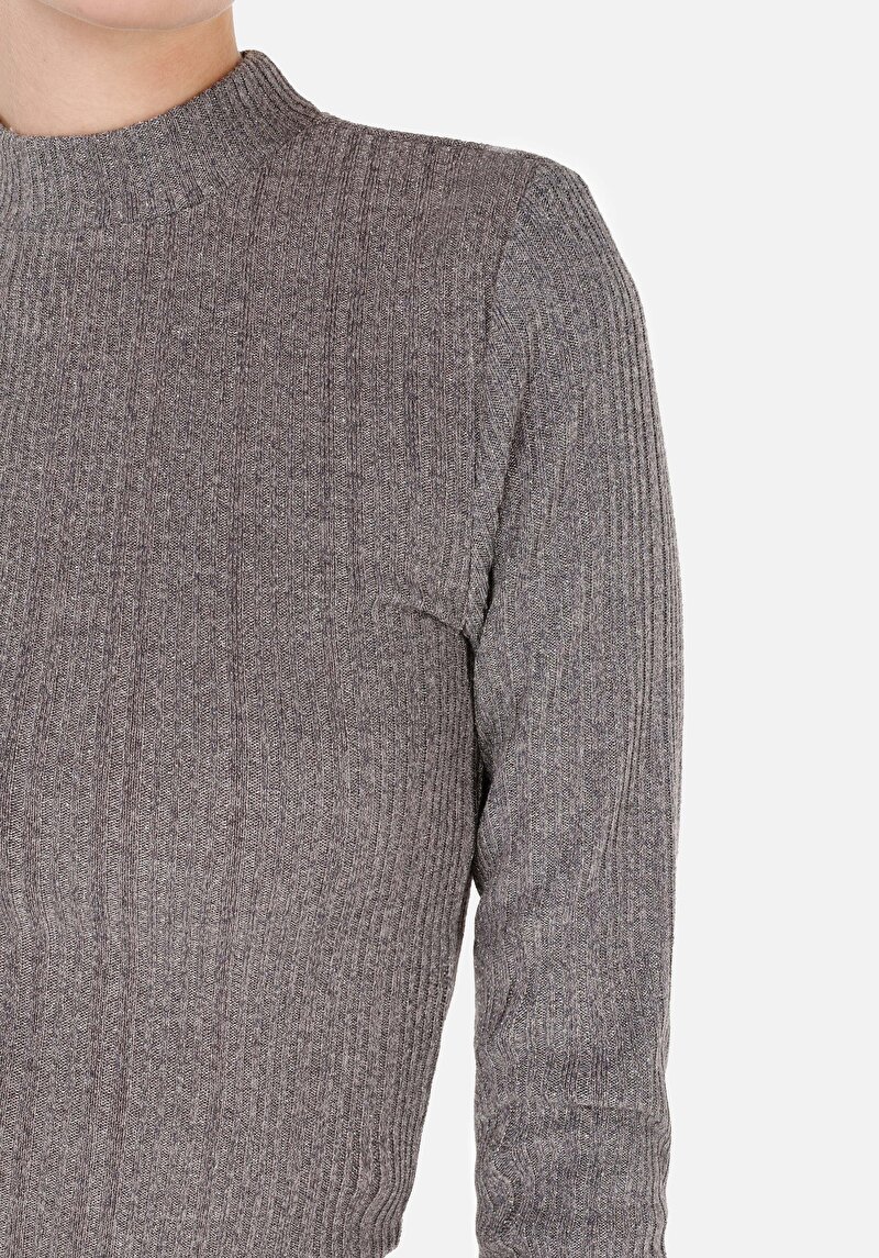 Slim Fit Turtle Neck  Kadın Antrasit Tişört