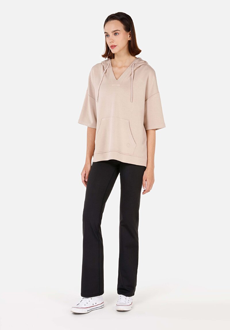 Slim Fit Yüksel Bel Cepsiz Kadın Siyah Örme Tayt