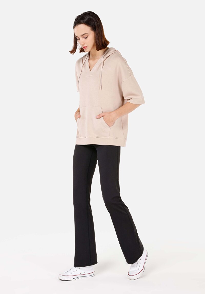 Slim Fit Yüksel Bel  Kadın Siyah Örme Tayt