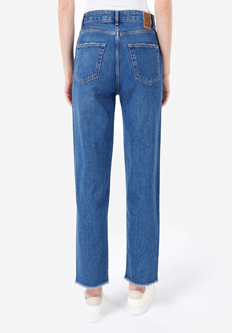 Straight Fit Kadın İndigo Jean Pantolon