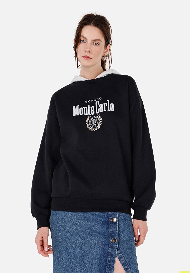 Regular Fit Kapüşonlu  Kadın Lacivert Sweatshirt
