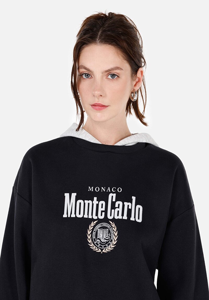 Regular Fit Kapüşonlu Kadın Lacivert Sweatshirt