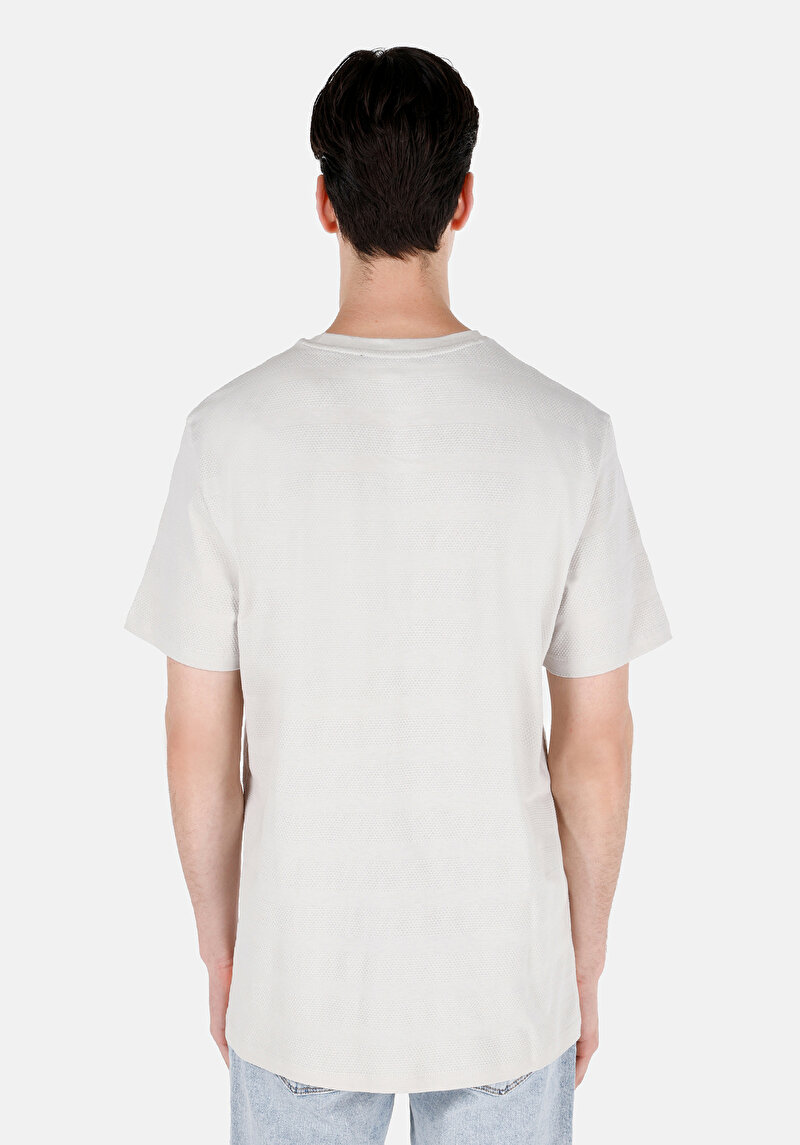 Regular Fit Yuvarlak Yaka Jakarlı Erkek Taş Kısa Kol Tişört