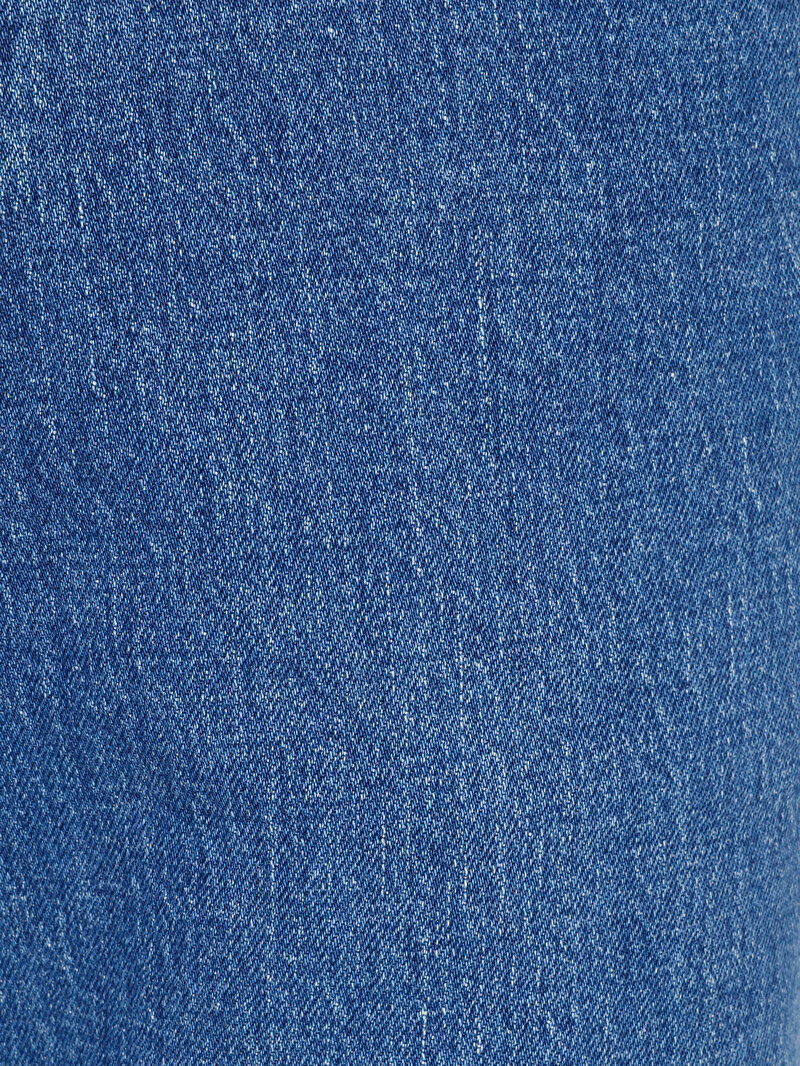 Loose Straight Fit Orta Bel Düz Paça Erkek Mid İndigo Cepli Denim Jean Pantolon