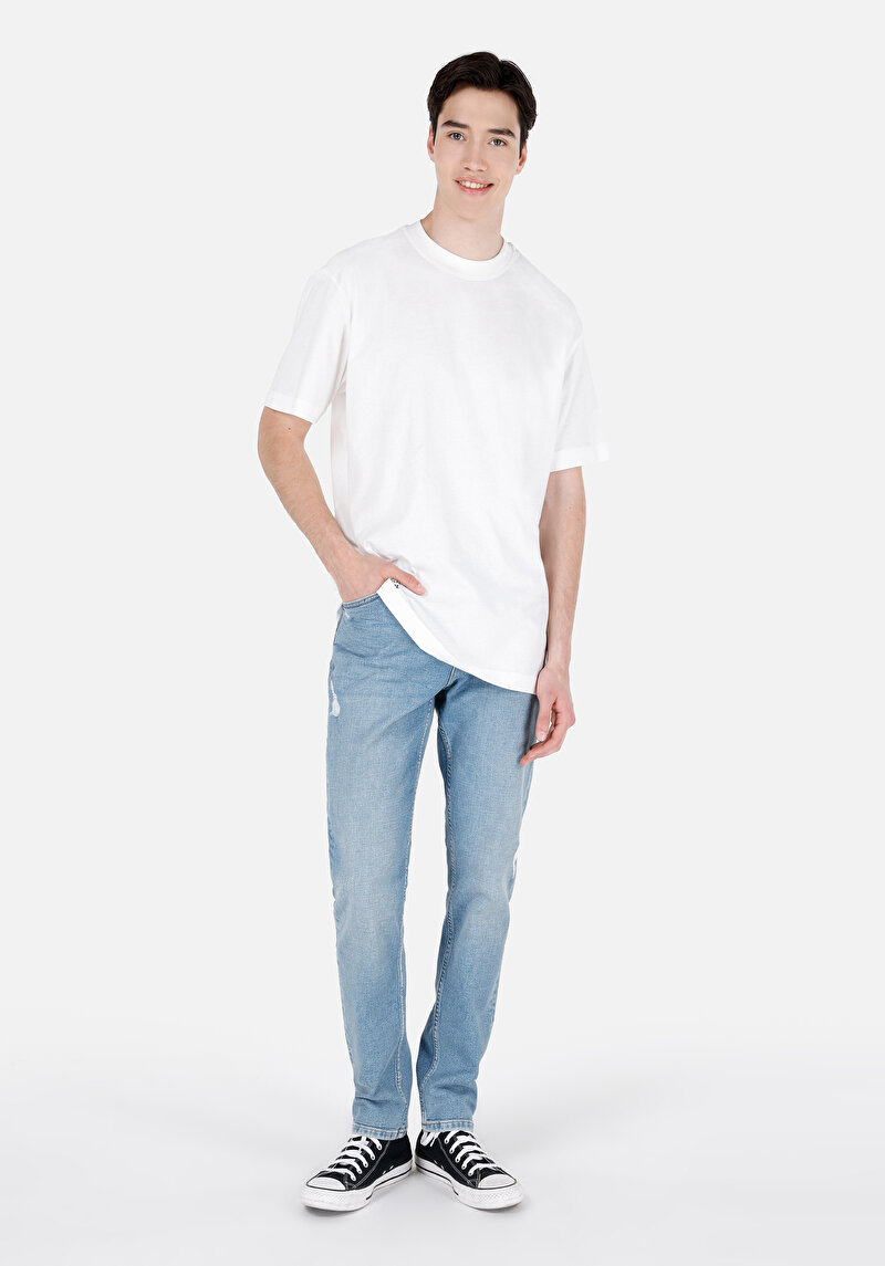 Regular Fit Erkek İndigo Jean Pantolon