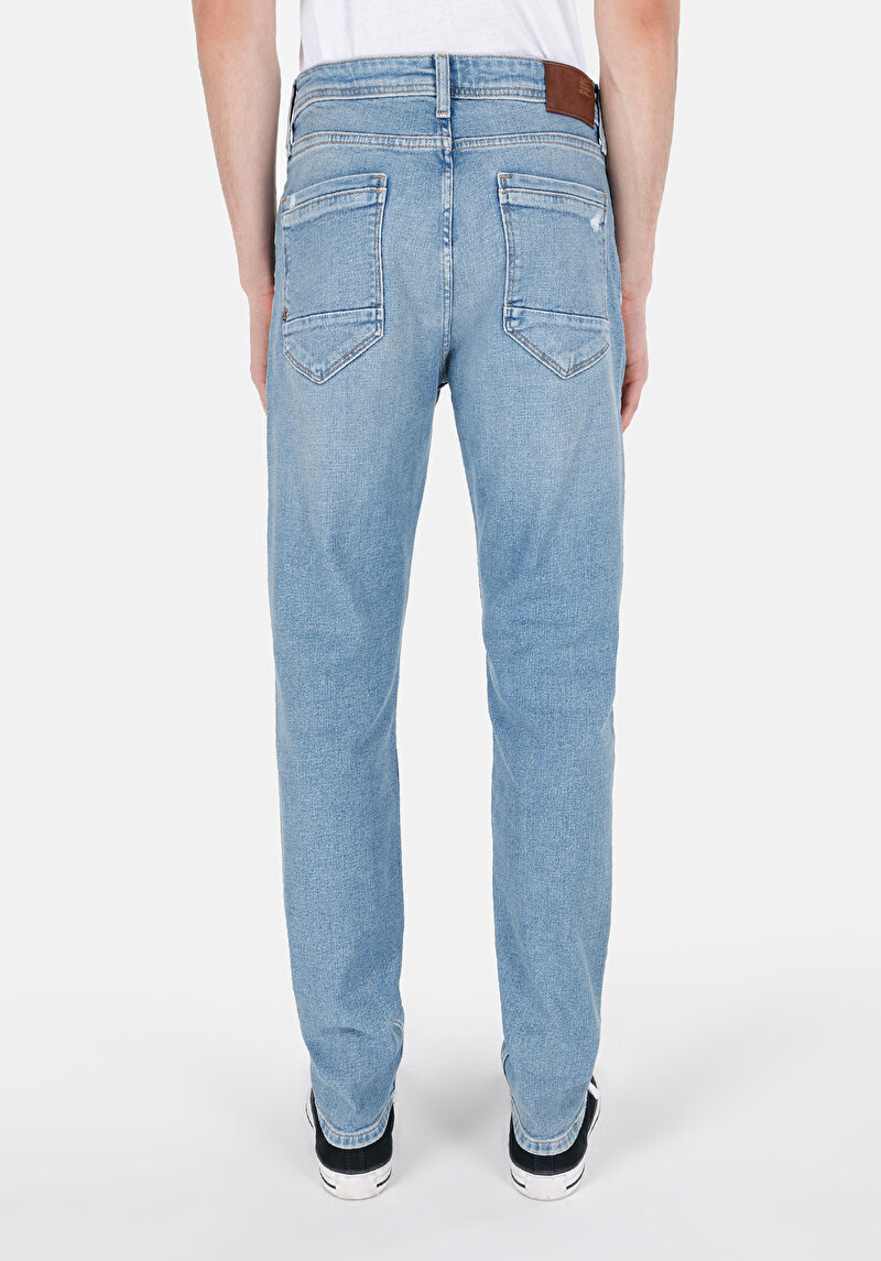 Regular Fit Erkek İndigo Jean Pantolon