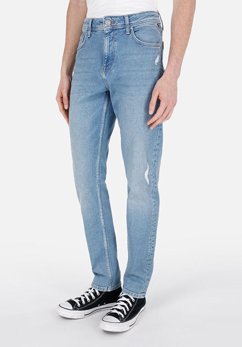 Regular Fit Erkek İndigo Jean Pantolon