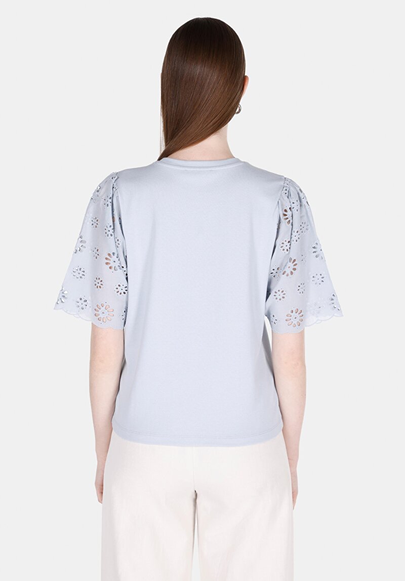 Regular Fit Kadın Mavi Kısa Kol Tişört