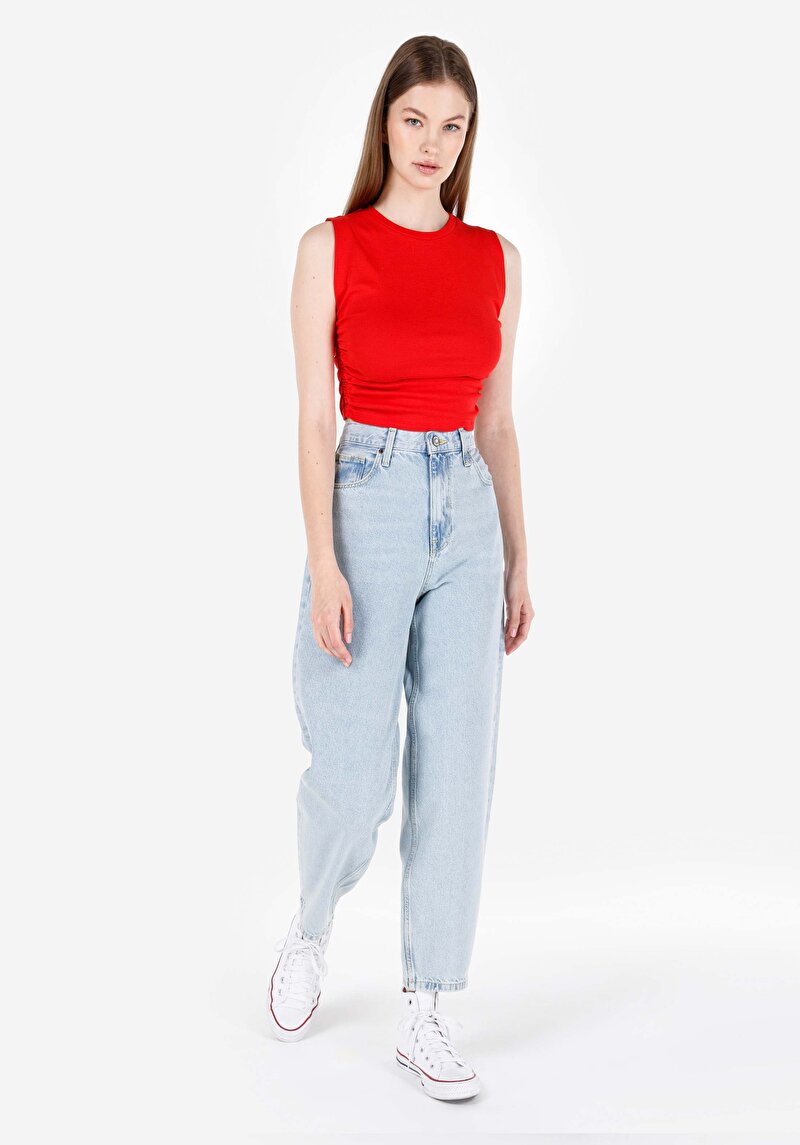 Balloon Fit Kadın İndigo Jean Pantolon