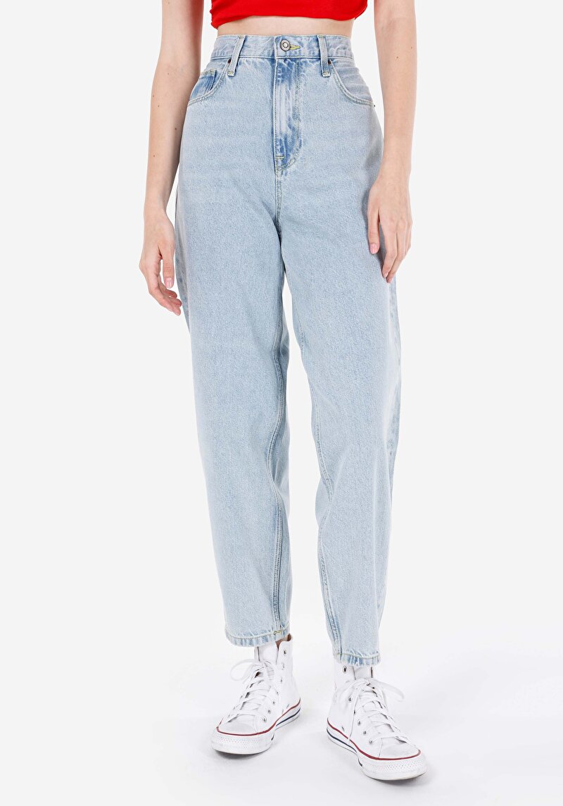 Balloon Fit Kadın İndigo Jean Pantolon