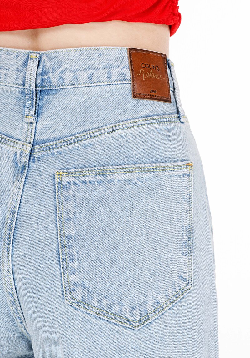 Balloon Fit   Kadın İndigo Jean Pantolon