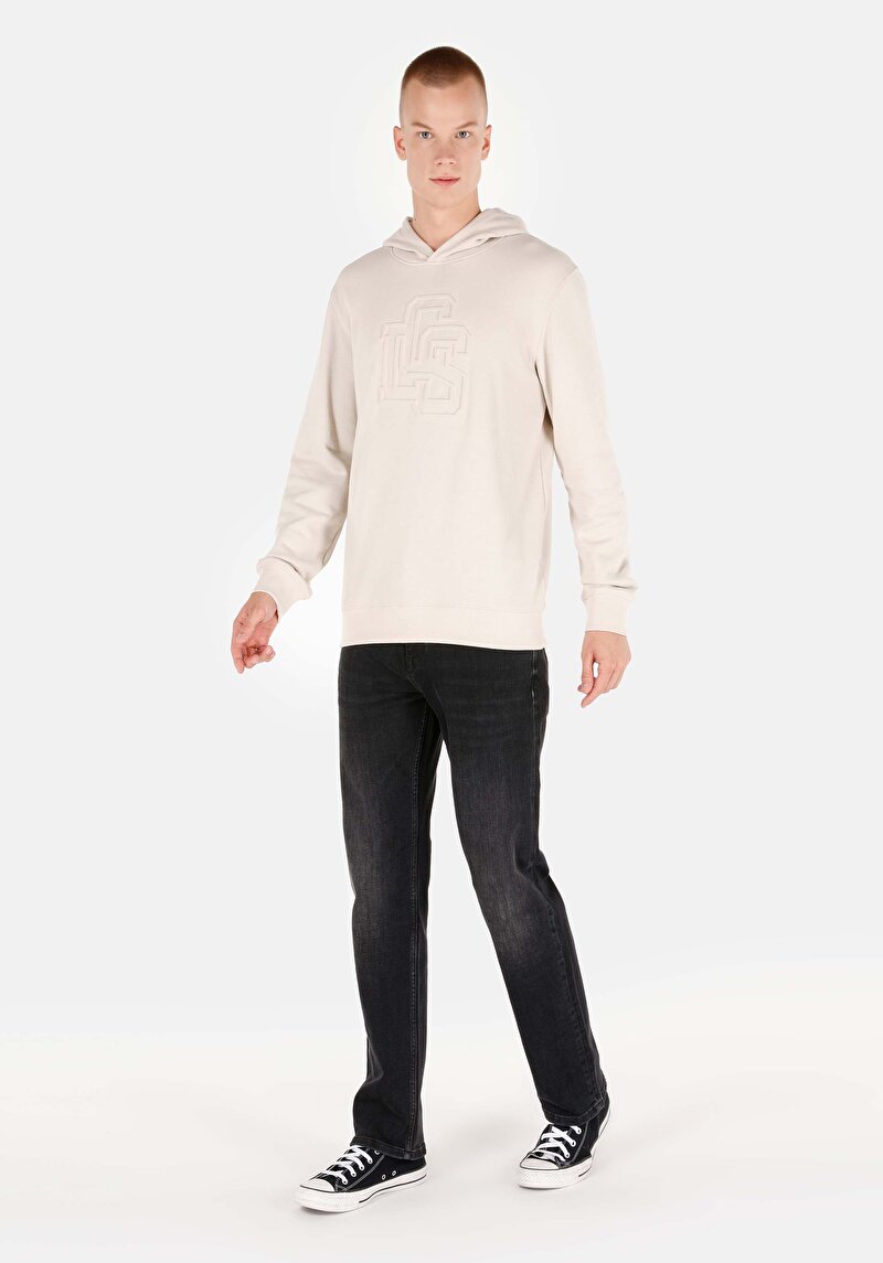 Regular Fit Erkek Örme Bej Sweatshirt