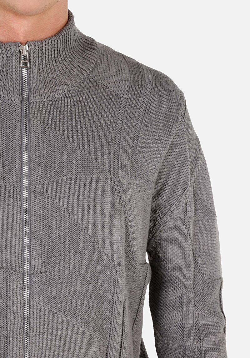 Regular Fit   Erkek Gri Hırka