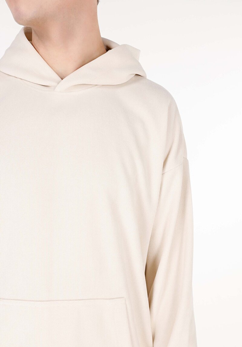 Comfort Fit   Erkek Ekru Sweatshirt