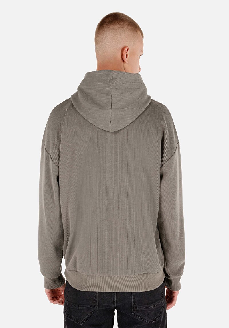 Comfort Fit Erkek Kapüşonlu Yeşil Sweatshirt