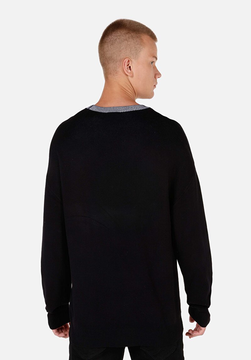 Comfort Fit Yuvarlak Yaka Erkek Siyah Kazak