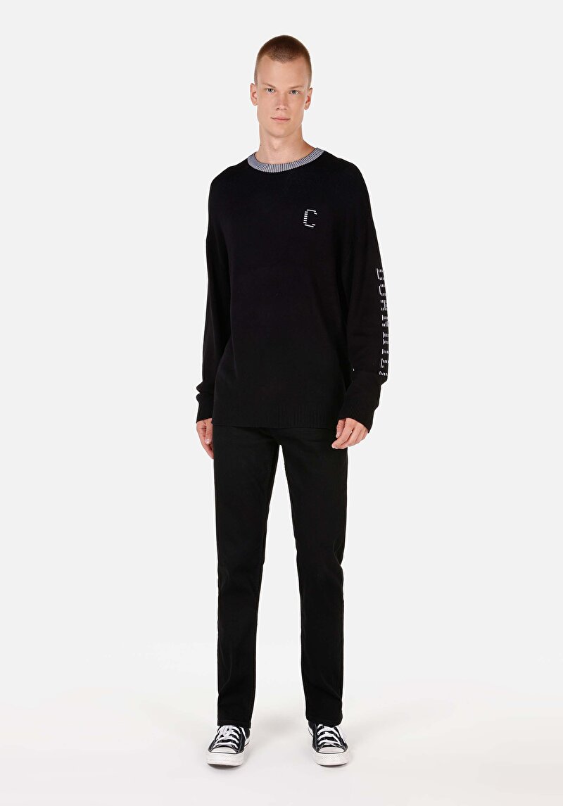 Comfort Fit Yuvarlak Yaka Erkek Siyah Kazak