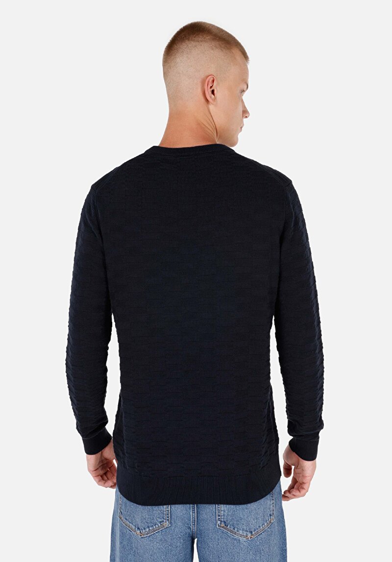 Regular Fit Yuvarlak Yaka Erkek Lacivert Kazak