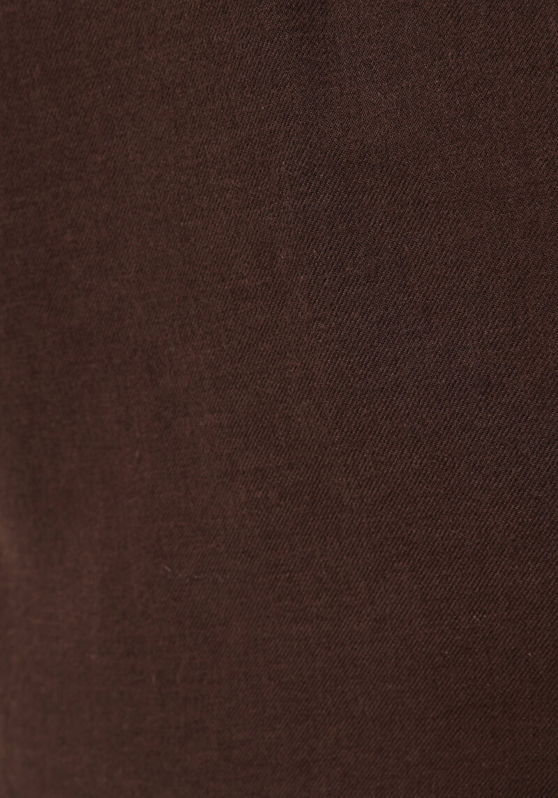 Regular Fit Shirt Neck Cepsiz Düz Kadın Kahverengi Uzun Kol Gömlek