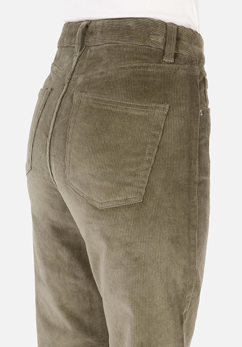 Regular Fit Yüksek Bel Geniş Paça Kadın Yeşil  Pantolon