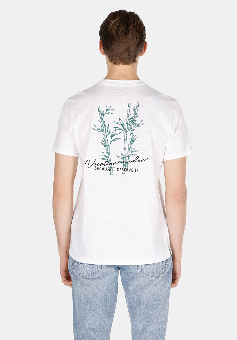 Regular Fit Yuvarlak Yaka Düz Erkek Beyaz Kısa Kol Tişört