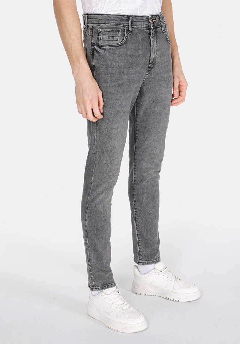 Skinny Fit Yüksel Bel Dar Paça Erkek Siyah Jean Pantolon