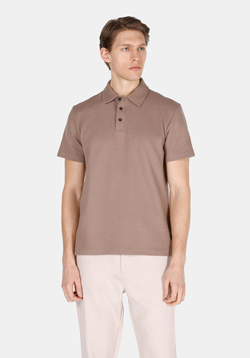 Regular Fit Polo Yaka Düz Erkek Gri Pamuklu Kısa Kol Tişört