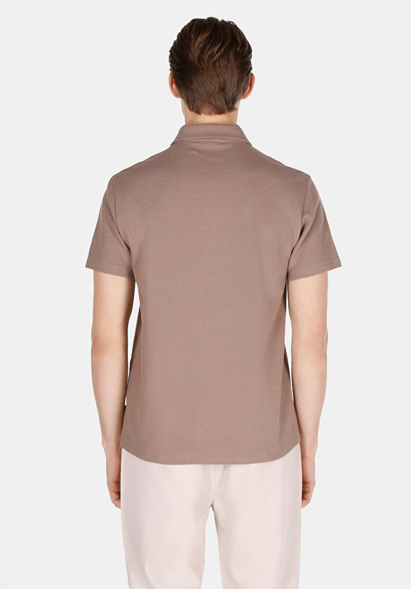 Regular Fit Polo Yaka Düz Erkek Gri Pamuklu Kısa Kol Tişört